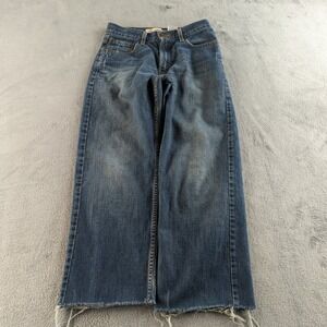 Levis 569 Jeans Boys 14 (W24 L25) Blue Faded Loose Straight Raw Hem Denim Skater